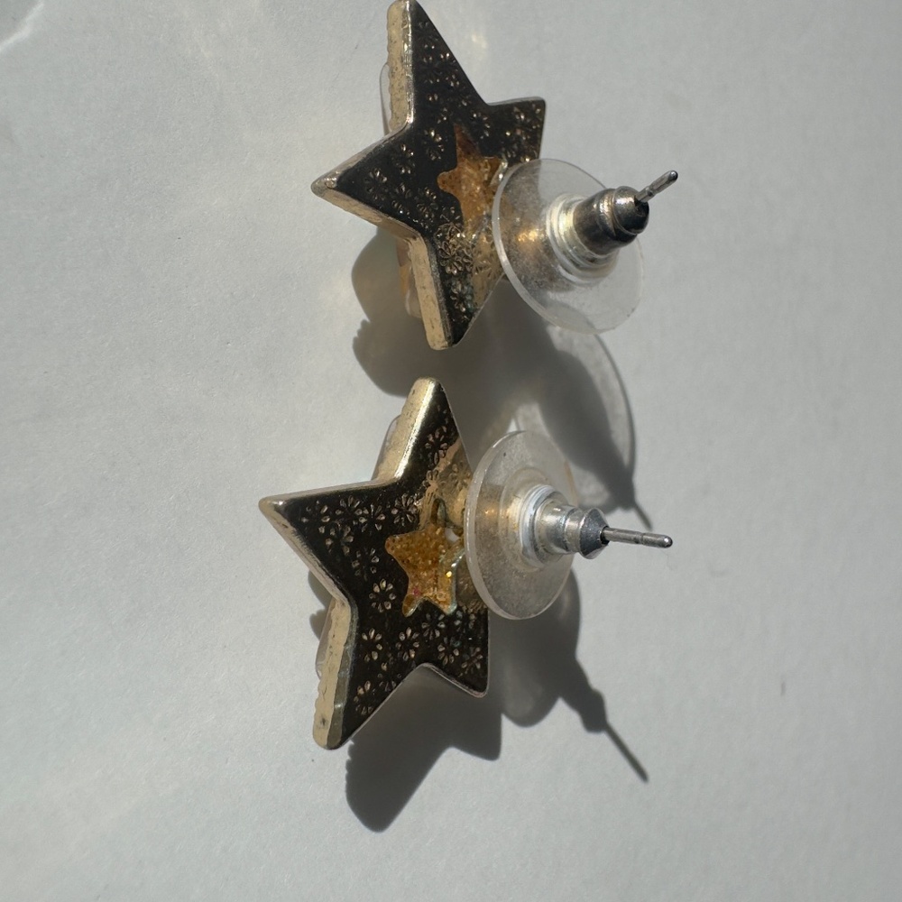 Betsey Johnson Star Earrings With Teal Crystals by Heavens To Betsey Collection - Picture 7 of 8